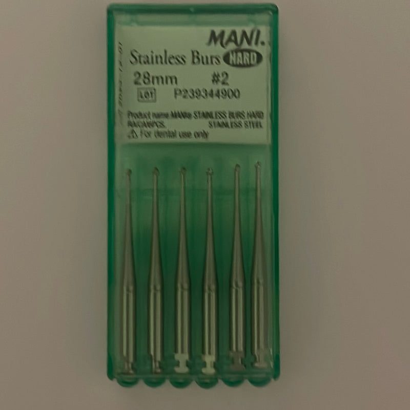 Mani Stainless steel burs 28mm size 2/assorted