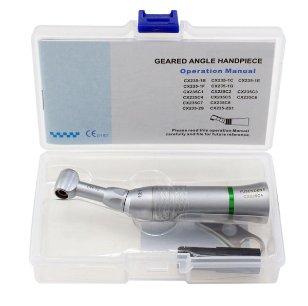10:1 Hand file contra-angle handpiece with 90 degree reciprocation for negotiation of complex anatomy.