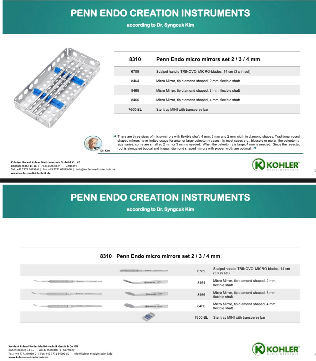 Penn Endo Micro mirrors Set